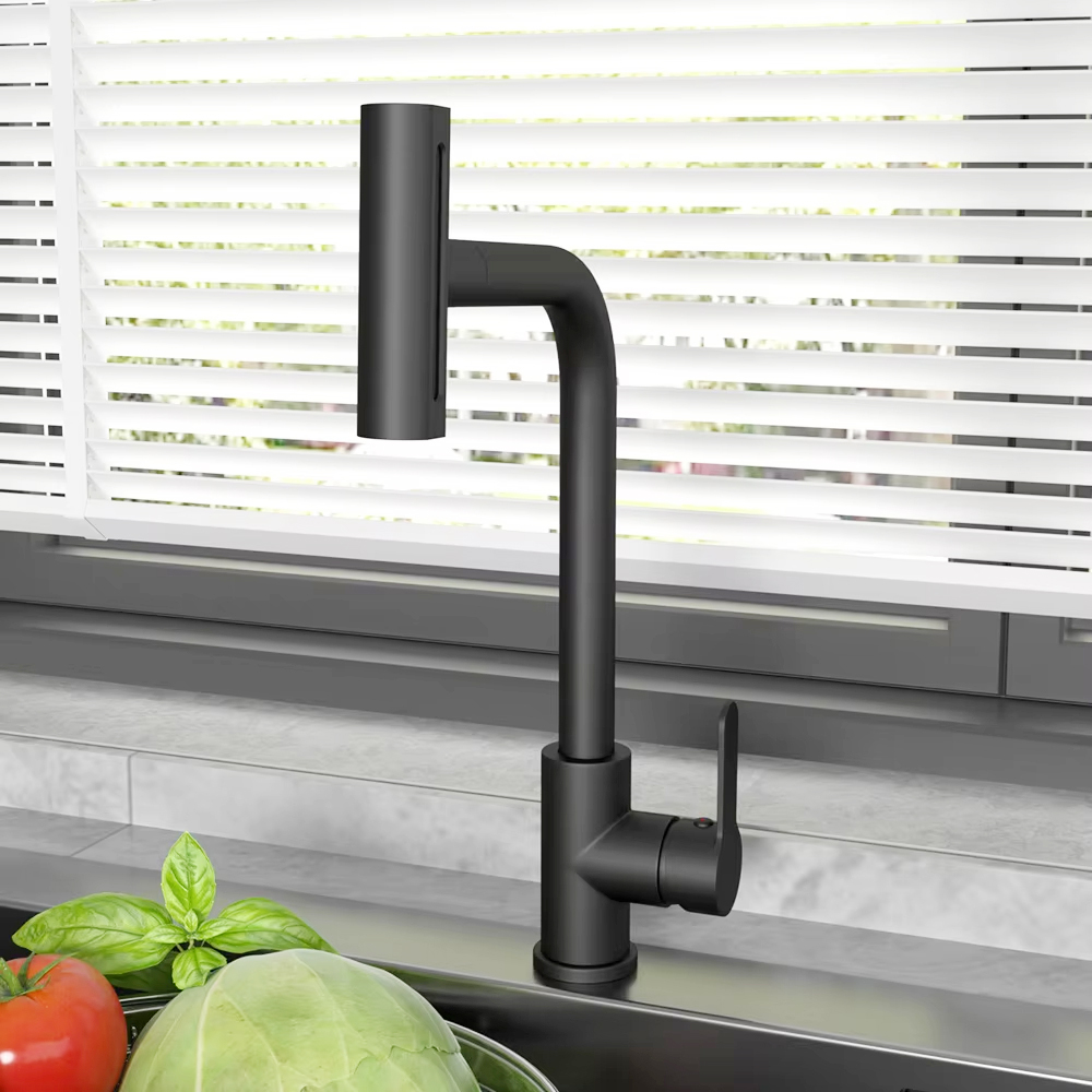 Commercial Kitchen Faucets - Siyah Çekmeli Mutfak Evye Bataryası Esnek
