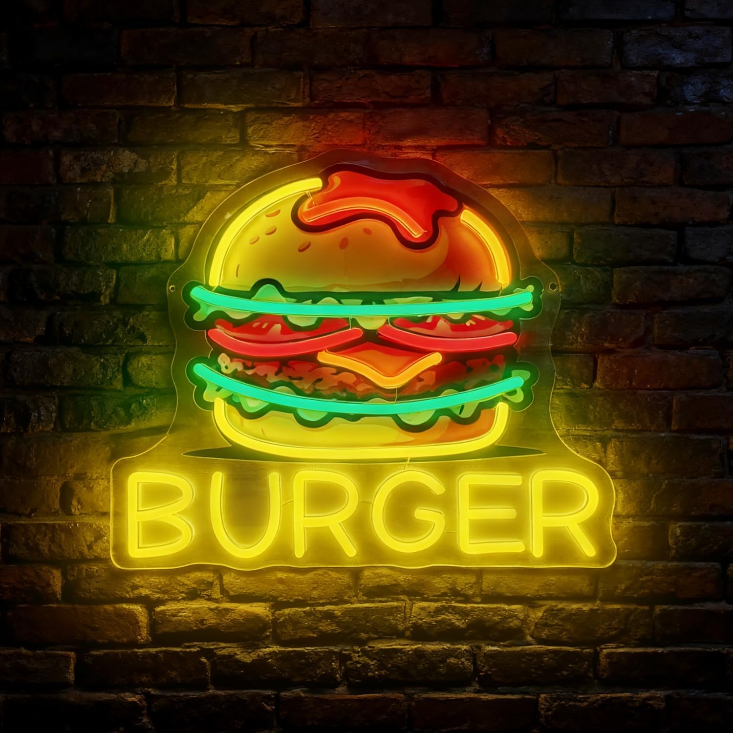 Commercial Kitchen Walls - Burger Neon Tabelası, Restoran Snack Bar