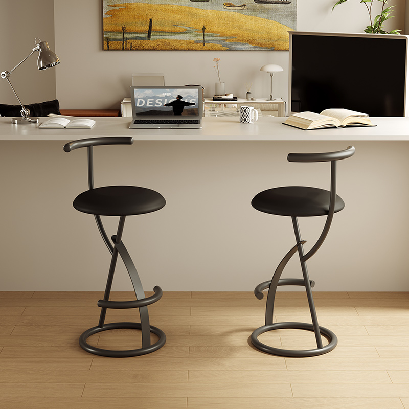 Commercial Kitchen Design - İskandinav Modern Bar Taburesi, Sırtlıklı Minimalist