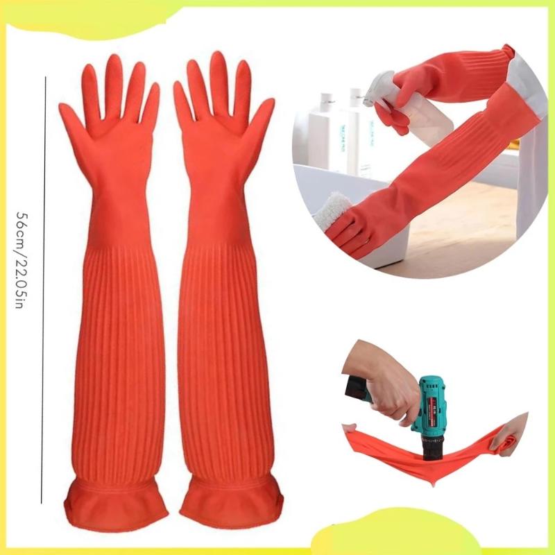 Commercial Kitchen Gloves - Ekstra Uzun Kauçuk Temizlik Eldivenleri, Su