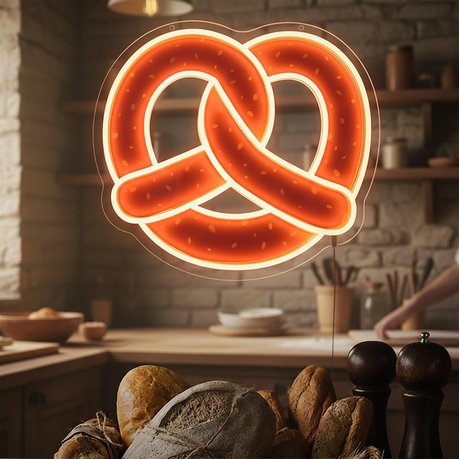 Commercial Kitchen Walls - Pretzel Neon Tabela USB Güçlü LED