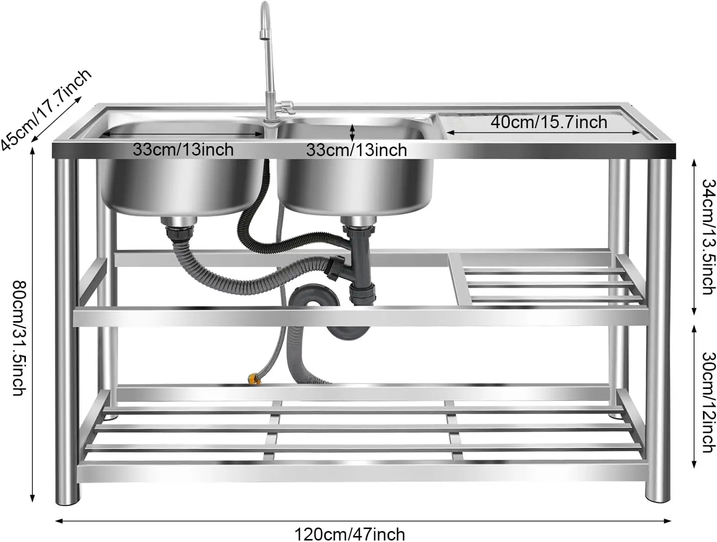 3 Katmanlı Ayaklı Paslanmaz Çe - Commercial Kitchen Sink incelemesi ve fiyatı