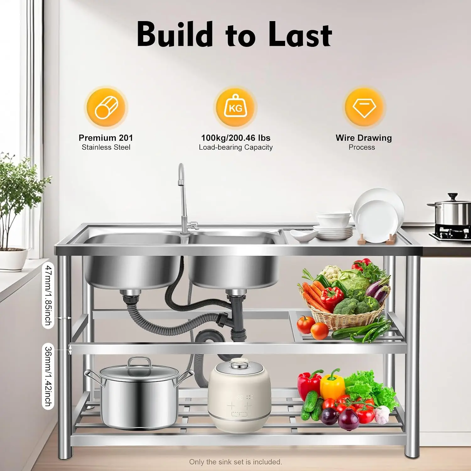 3 Katmanlı Ayaklı Paslanmaz Çe - Commercial Kitchen Sink incelemesi ve fiyatı