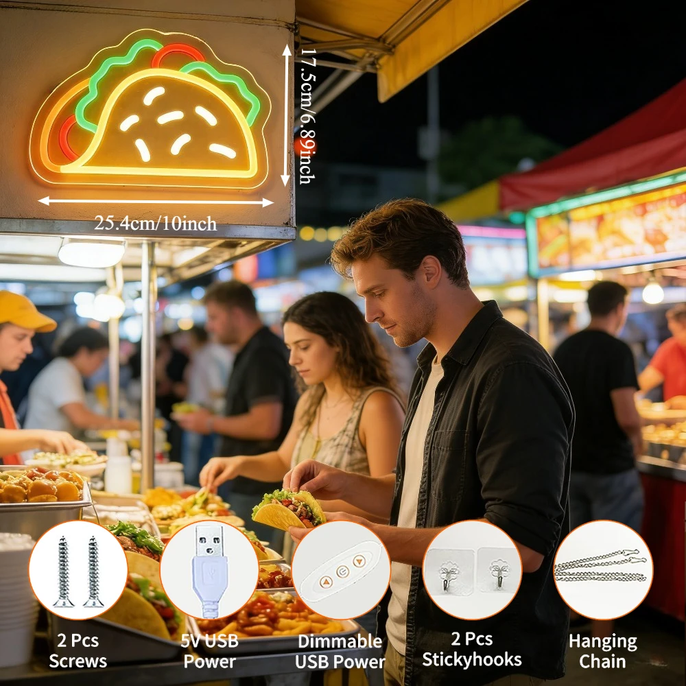 Taco Neon Tabela LED USB Kısıl - Commercial Kitchen Walls incelemesi ve fiyatı